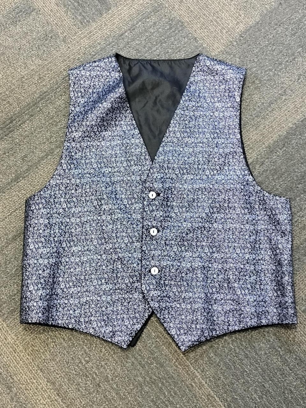 Men's Navy Floral Pattern Dress Vest